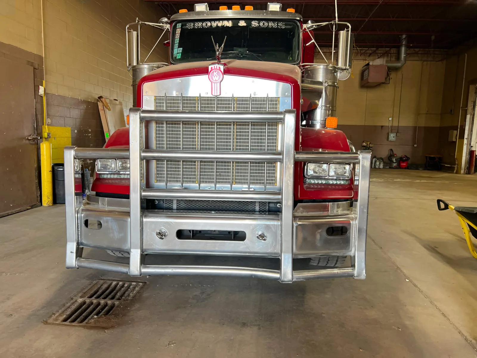 The front of a Brown & Sons tow truck